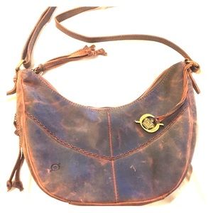 Born distressed leather large crossbody hobo bag